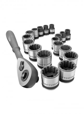 19-Piece Socket Wrench Set Silver/Grey