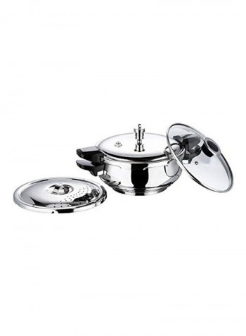 4-Piece Stainless Steel Pressure Cooker With Lids silver 3.5L