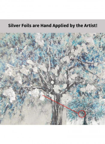 Abstract Tree Canvas Wall Art Grey/Blue 36 x 24 x 1inch