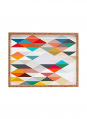 Decorative Rectangular Tray Brown/White/Yellow 14x18inch