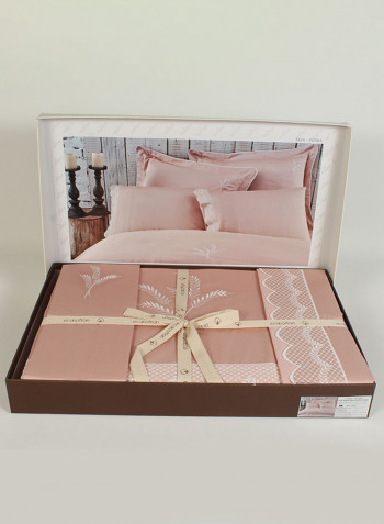 6-Piece Eki̇n Ecolarge Duvet Cover Set Cotton Powder Double