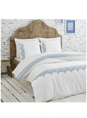 6-Piece Nevra Eco Large Duvet Set Cotton White/Blue 280 x 280centimeter