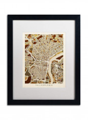 Philadelphia Street Map II Framed Wall Art Beige 16 x 20inch