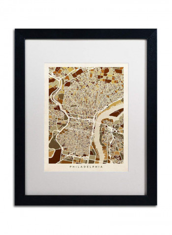 Philadelphia Street Map II Framed Wall Art Beige 16 x 20inch