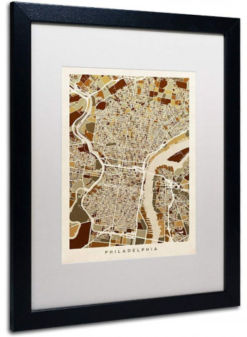 Philadelphia Street Map II Framed Wall Art Beige 16 x 20inch