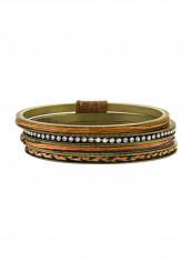 Crystals And Braided Waxed Linen Bangle