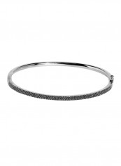 925 Sterling Silver Bangle With Black Spinel Cubic Zirconium