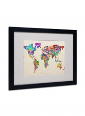 Typography World Map Ii Artwork Wall Art Multicolour 16 x 20inch
