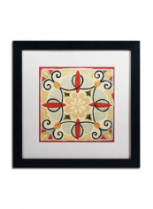 Bohemian Rooster Tile Square II Framed Wall Art Multicolour 16 x 16inch