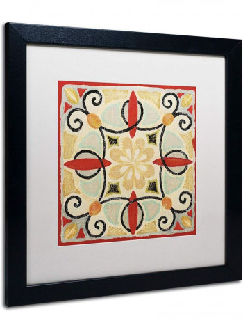 Bohemian Rooster Tile Square II Framed Wall Art Multicolour 16 x 16inch