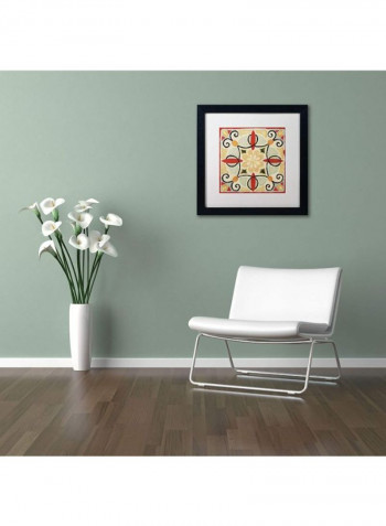 Bohemian Rooster Tile Square II Framed Wall Art Multicolour 16 x 16inch