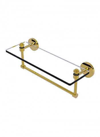 Glass Shelf With Towel Bar Clear/gold 16x5inch