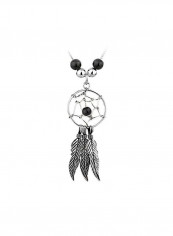 925 Sterling Silver Beaded Dream Catcher Charm Necklace