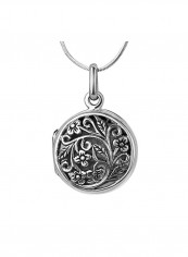 925 Sterling Silver Vintage Flower Vine Pendant Necklace