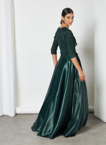 Lace Overlay Dress Green