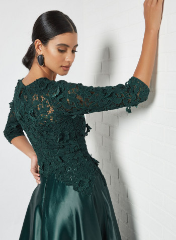 Lace Overlay Dress Green