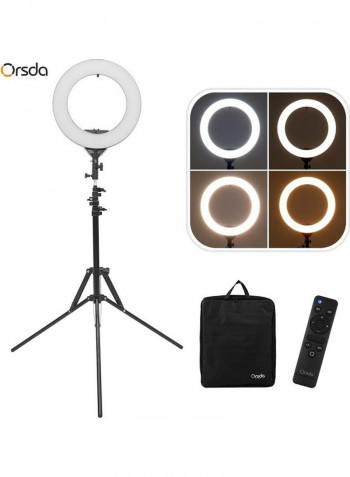 LED Ring Light with Tripod Stand, Remote Control And Carry Bag Black/White