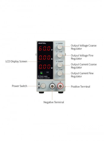 3-Digit LED Display High Precision Adjustable Mini Power Supply White