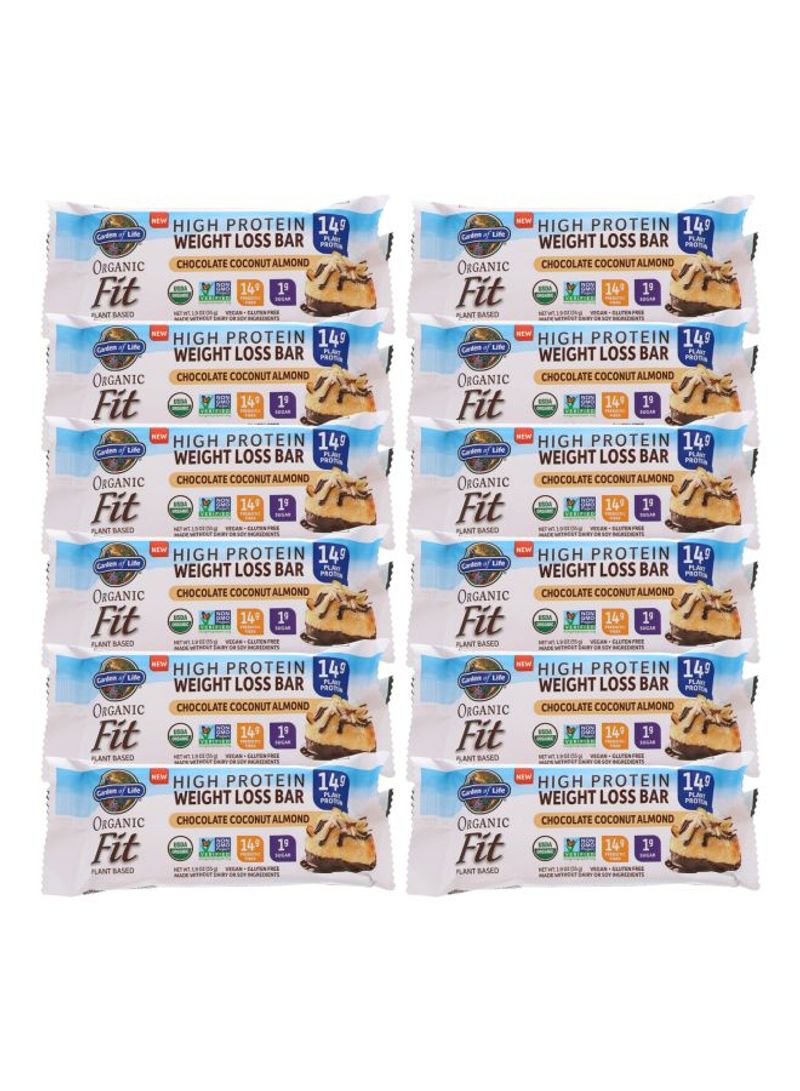 Pack Of 12 Organic Fit Chocolate Coconut Almond High Protein Weight Loss Bar