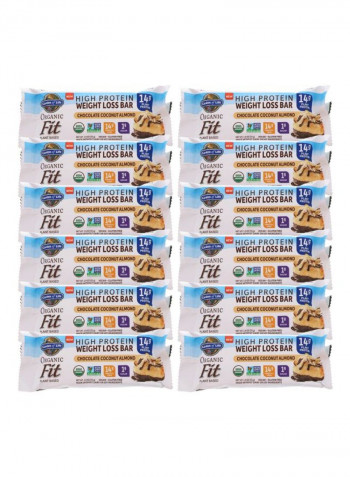 Pack Of 12 Organic Fit Chocolate Coconut Almond High Protein Weight Loss Bar