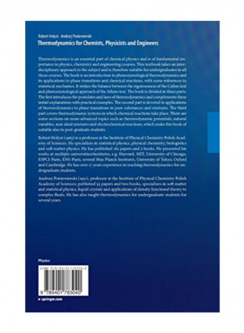 Thermodynamics For Chemists, Physicists And Engineers Paperback
