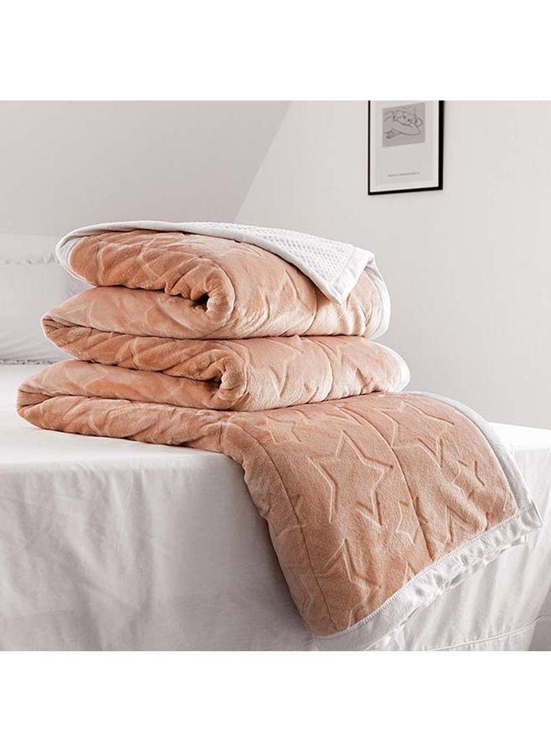 Carving Pattern Warm Blanket Throw Cotton Beige 200x230centimeter