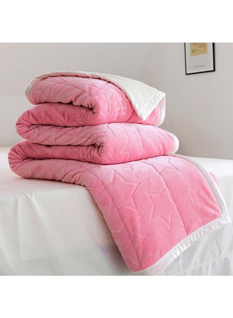 Carving Pattern Warm Blanket Throw Cotton Pink 200x230centimeter
