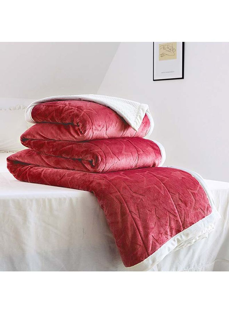 Carving Pattern Warm Blanket Throw Cotton Red 200x230centimeter
