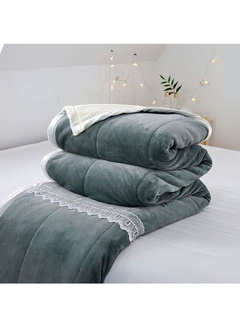 Lace Design Cozy Warm Blanket Cotton Grey 180x200centimeter