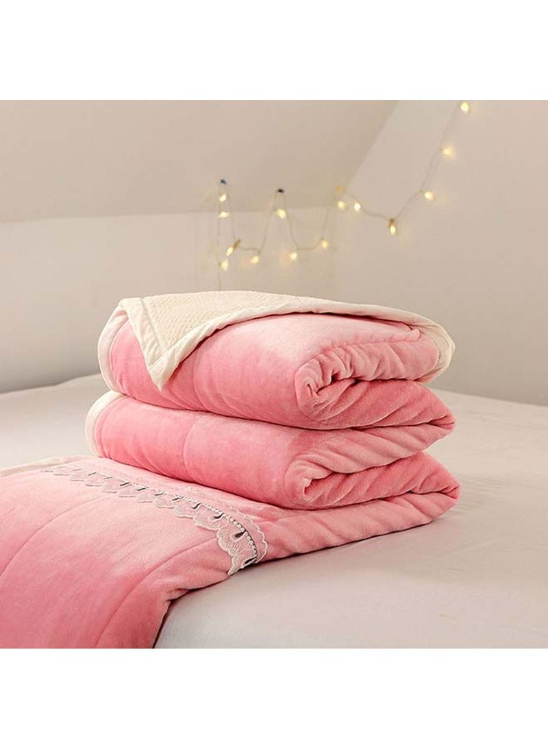 Lace Design Cozy Warm Blanket Cotton Pink 180x200centimeter