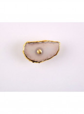 1-Piece Natural Agate Slice Nordic Simple Style Wall Hook White/Gold 60x90cm