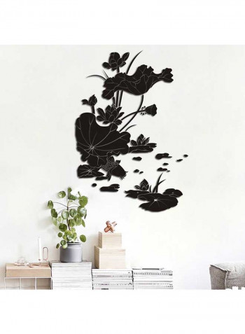 Lotus Plant Flower Pattern Wall Sticker Black