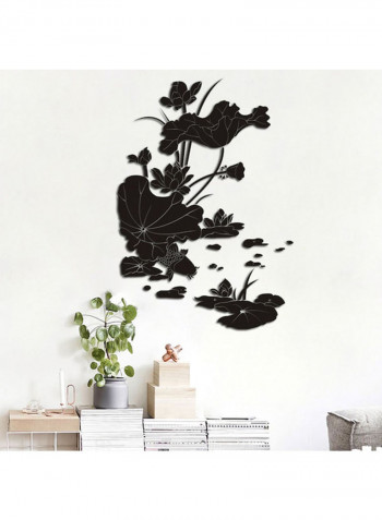 Lotus Plant Flower Pattern Wall Sticker Black