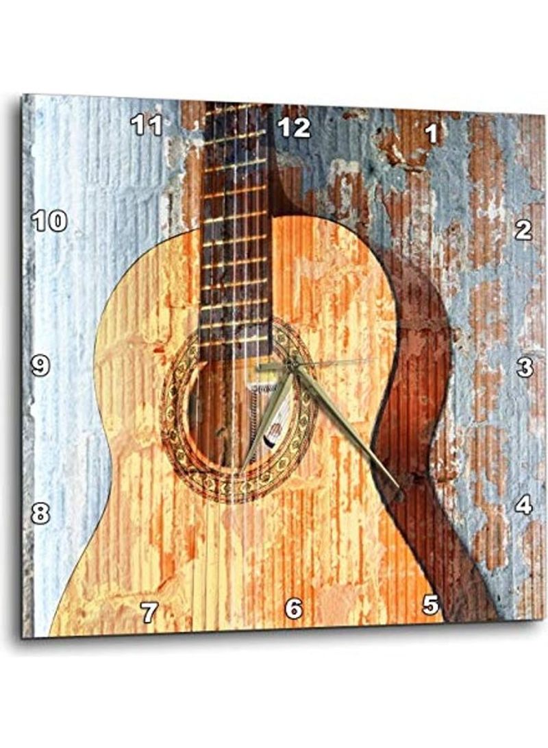 Vintage Guitar Wall Clock Multicolour 15x15inch