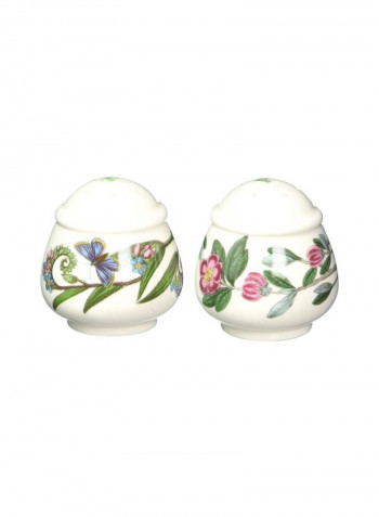 2-Piece Botanic Garden Salt And Pepper Set White/Green/Pink 2.5inch