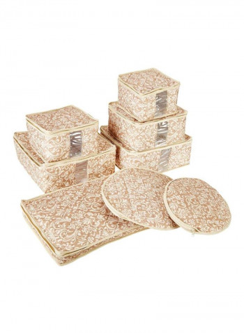 8-Piece Storage Container Set Beige/White