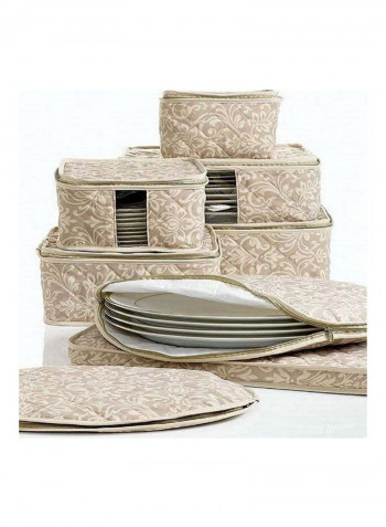 8-Piece Storage Container Set Beige/White