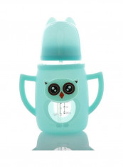 Baby's Anti-fall Glass Bottle with Straw