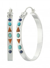 925 Sterling Silver Stone Hoop Earrings