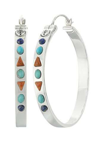 925 Sterling Silver Stone Hoop Earrings