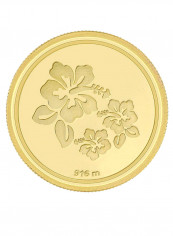 22K 916 Purity 1 Gms Flower Gold Coin MGFL916P001G