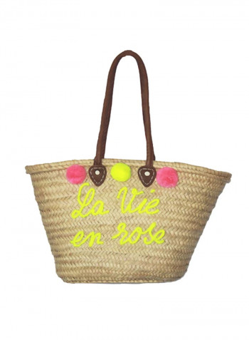 La Vie En Rose Basket Tote Bag Brown/Yellow