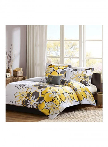 4-Piece Allison Comforter Set Polyester Yellow/Grey/White Queen