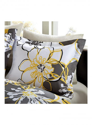 4-Piece Allison Comforter Set Polyester Yellow/Grey/White Queen