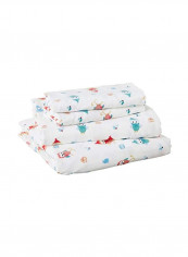 4-Piece Flannel Deep Pocket Sheet Set White/Green/Red Queen