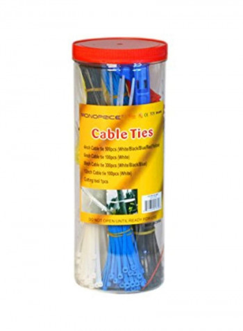 1000-Piece Cable Ties With Cutting Tool White/Blue/Black 12.1x4.5x4.4inch