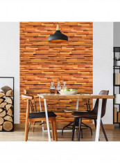 3D Wood Pattern Waterproof Wallpaper Brown 5x0.45meter
