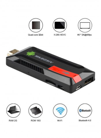 MK809IV Wireless 4K Android TV Box With HDMI Dongle Black/Red