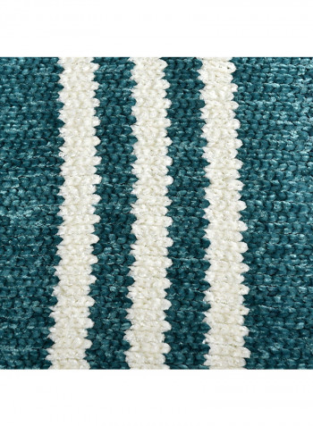 Color Block Stripe Knitted Throw Blanket Polyester Blue 130x150centimeter
