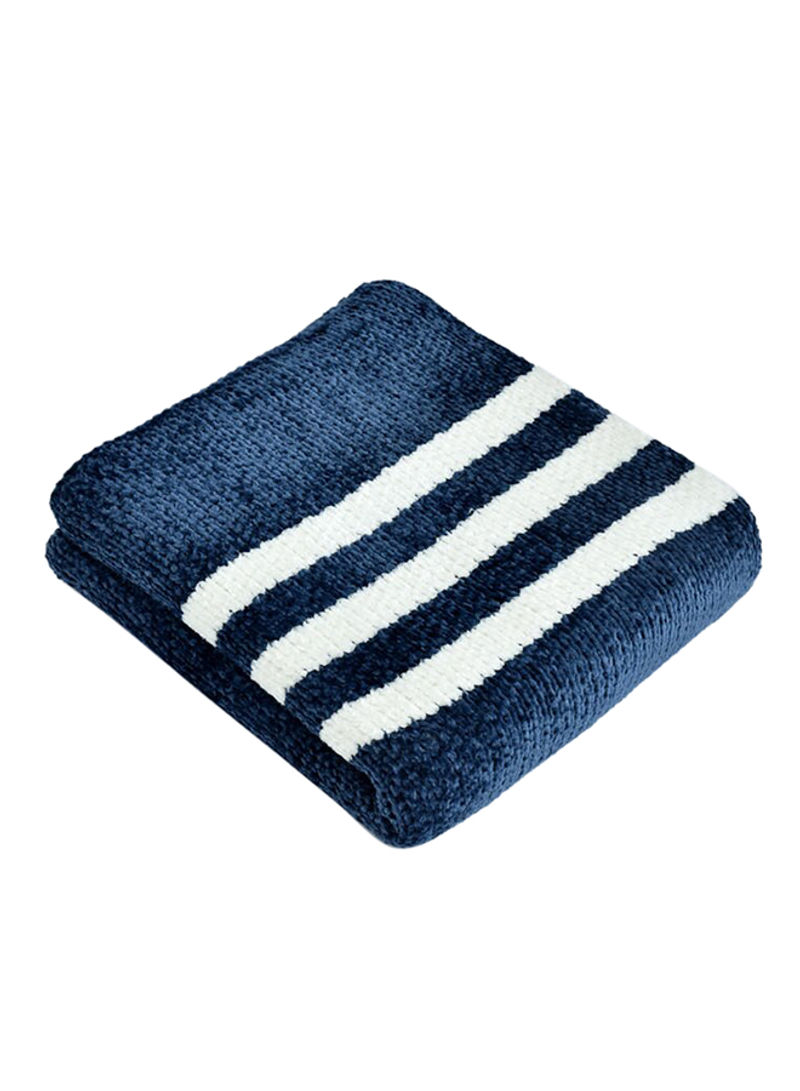Stripe Color Block Warm Nap Blanket Polyester Blue 130x150centimeter
